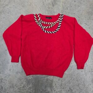 Vintage Spree International Red Beaded Sweater 1990 Lambswool Angora Women Large